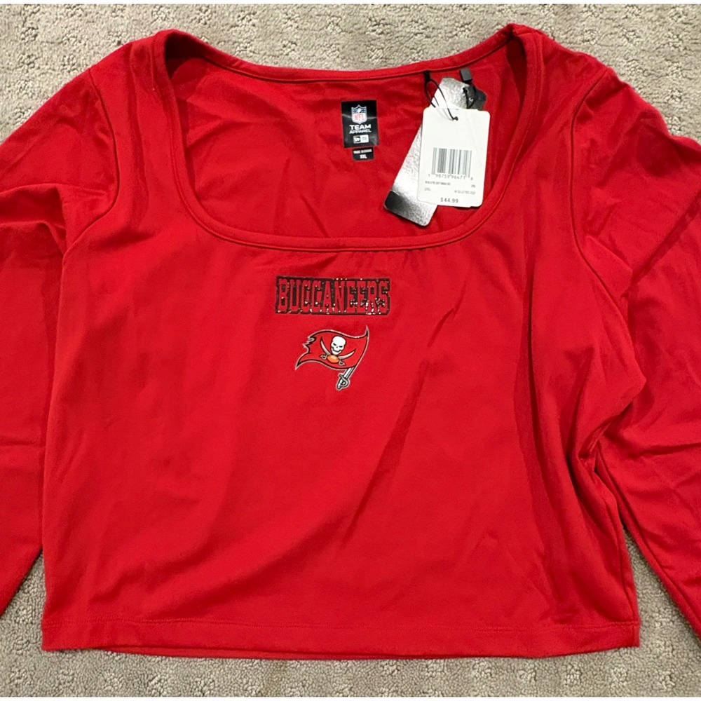NFL Team Apparel Tampa Bay Buccaneers Red Square Neck Crop Top NWT XXL